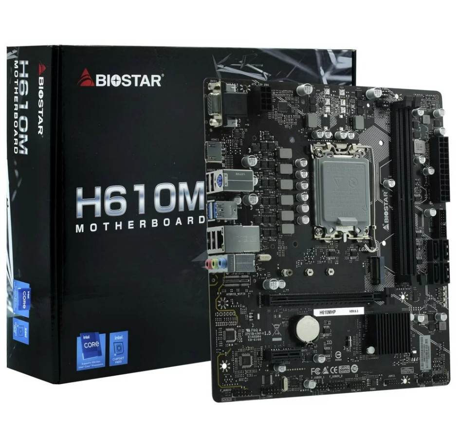 TARJETA MADRE BIOSTAR INTEL LGA1700 HASTA 64GB DDR4 MICROATX PCIe 4.0 H610MHP