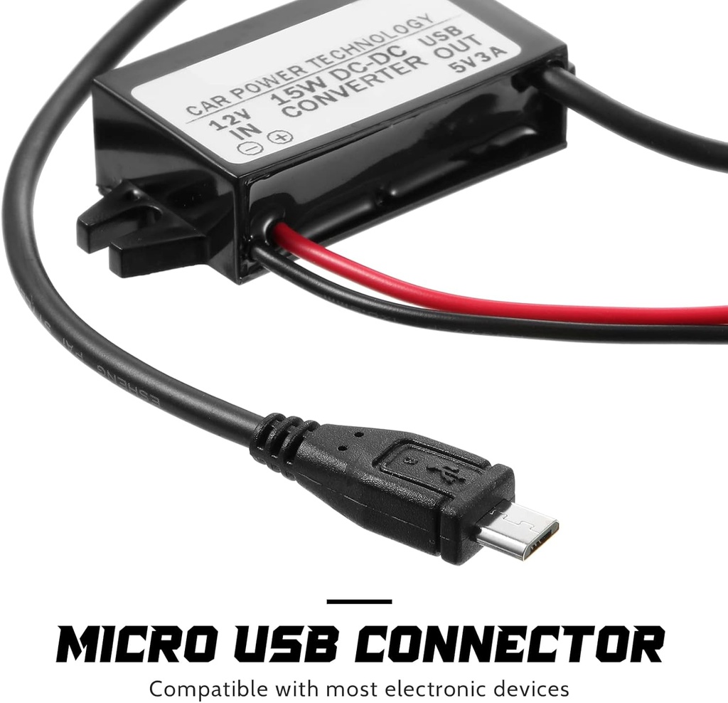 CONVERTIDOR DE CORRIENTE CONTINUA 12VDC A 5VDC SALIDA MICRO-USB
