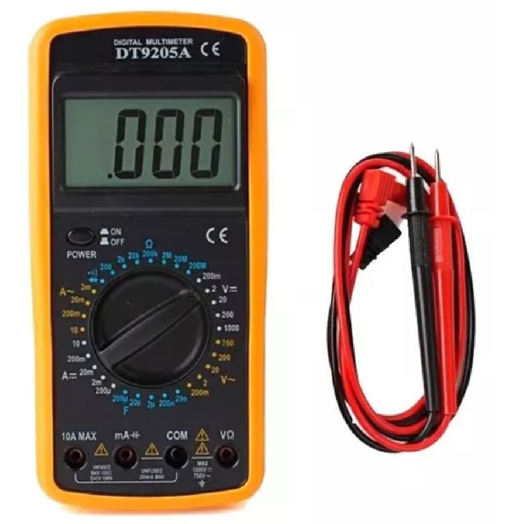 MULTIMETRO DIGITAL CAPACIMETRO DT9205A INCLUYE BATERIA 9V