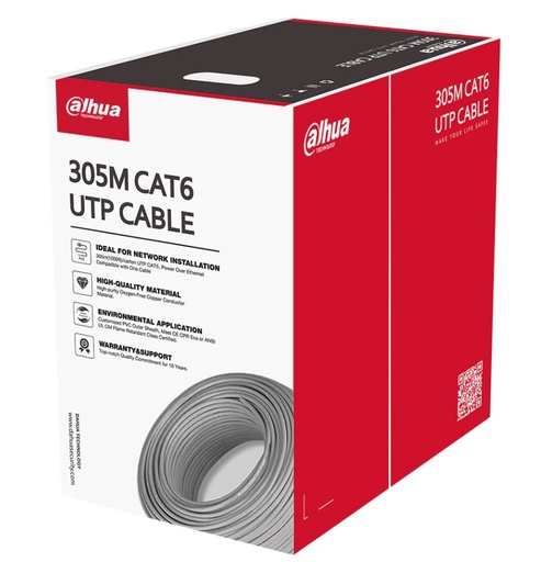 [DH-PFM920I-6UN-C] BOBINA DE CABLE UTP CAT6 INTERIORES DAHUA DH-PFM920I-6UN-CN 100% 305MTS